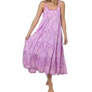 NEW JULIET DUNN swing tiered midi dress in pink